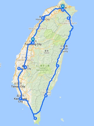 Taiwan na kole_itinerář_1