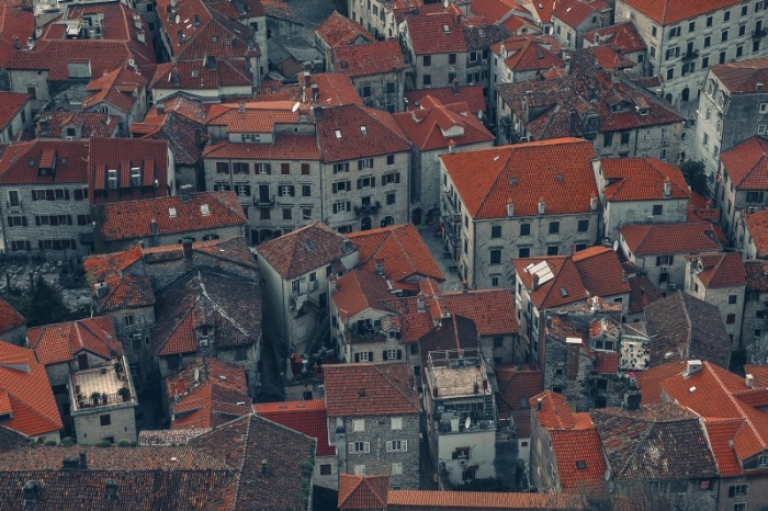 Aerial view of town, Kotor, Montenegro 