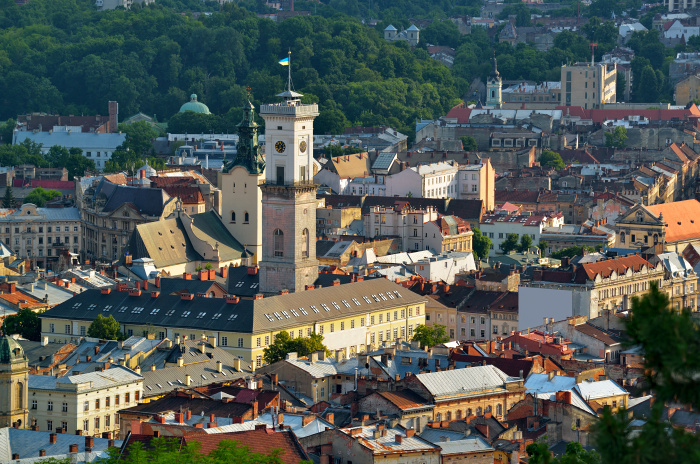 Lviv’s City Hall tower on the main square of Ploshcha Rynok © Artur Synenko - Shutterstock